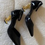 YSL Saint Laurent Opyum Heel Black Gold Slingback Pumps with OG Box – Premium First Copy