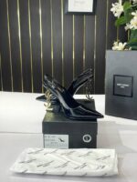 YSL Saint Laurent Opyum Heel Black Gold Slingback Pumps with OG Box – Premium First Copy - Image 5