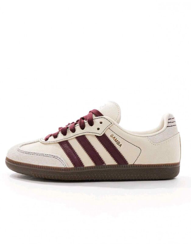 adidas samba wonder white maroon first copy main